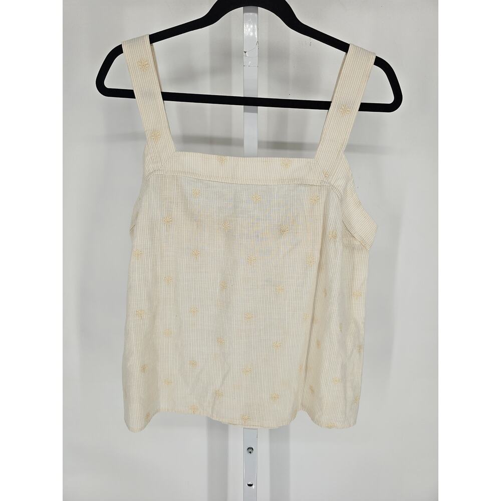 Carve Designs Women Sz L Liv Cotton Tank Top Light Yellow Floral Print Loose Fit